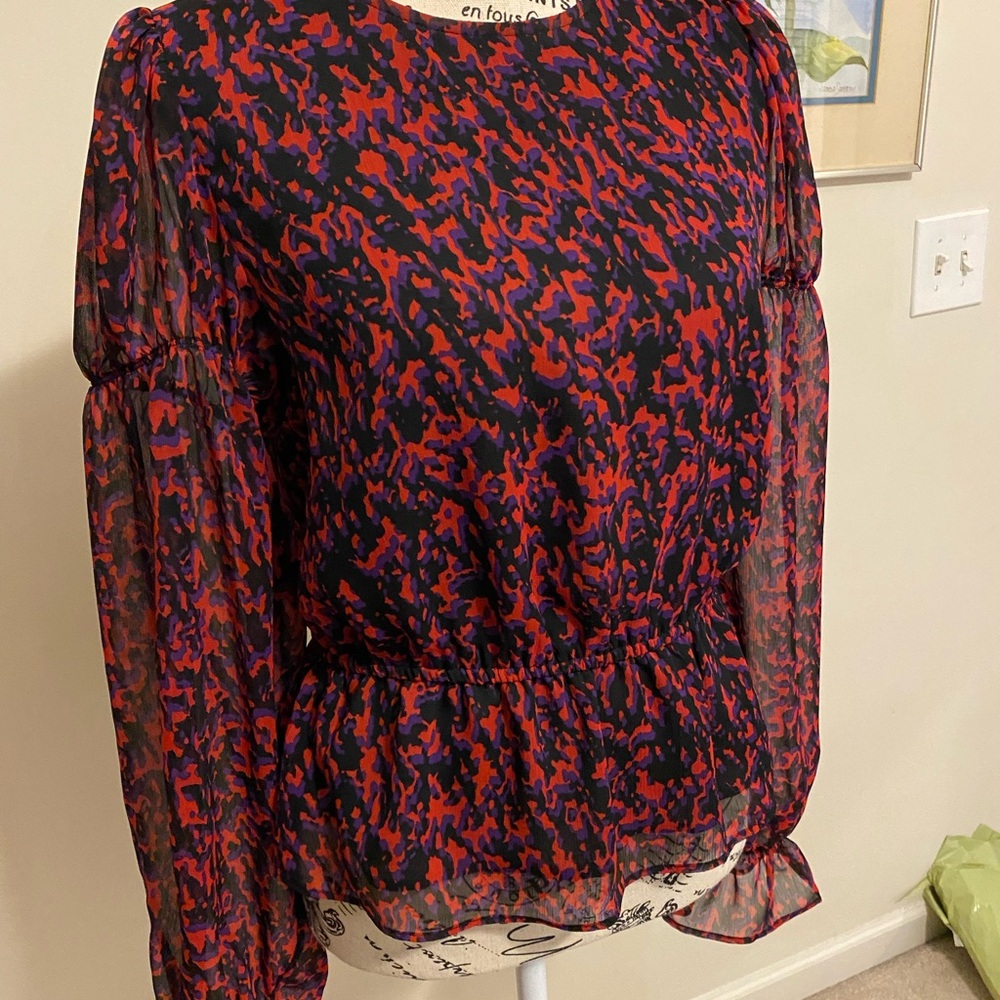 Express Vibrant Red and Black Blouse
